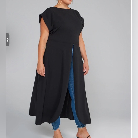 Fashion to Figure Split Front Black Knit Tunic Top NWT Bikercore Trendy layer - Picture 8 of 10